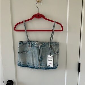 Denim Crop Top with Straps